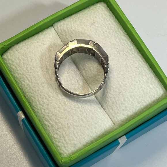 Abalone Shell Trilogy Panel .925 Sterling Silver Vintage Ring - Picture 9 of 11